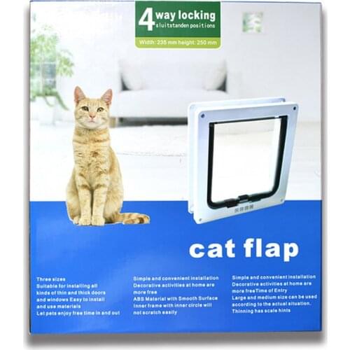 4 Ways Lockable Dog Cat Door Security Flap Gate Pet Supplies Animal Pet Cat Cage Door Pets Products Size S M L XL