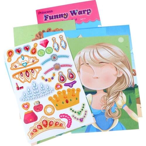 9PCS/SET DIY Stickers Make-a-Face Princess Assemble Toys Children Puzzle Games for Girls Kids Training GiftS