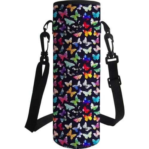 Butterfly 1000ML Water Bottle Cover Bag Pouch Neoprene Water Sport Bottle Carrier Insulated Bag Pouch Holder Shoulder Strap