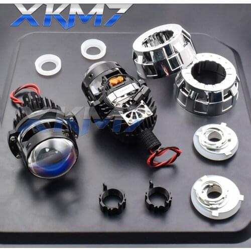 Bi-led Projector Lenses Angel Eyes 1.8 2.0 inch LED H7 H4 H1 9005 9006 Headlight Blue Tuning Car Lights Accessories Motorcycle