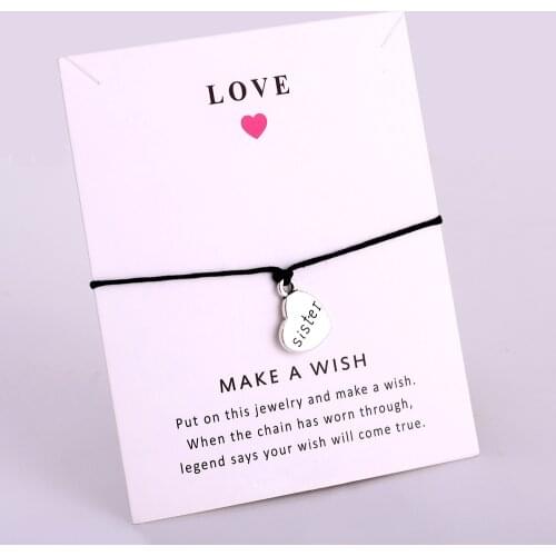 Sister Heart Mom Mother Charm Bracelets Family Rope Chain Jewelry Women Boy Girl Unisex Jewelry Christmas Gift Drop Shipping