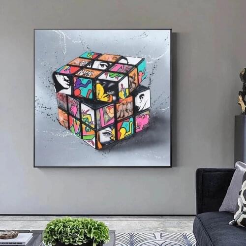Graffiti Street Art Rubiks Cube Canvas Painting Game Posters And Prints Modern Wall Art Pictures For Living Room Home Decor