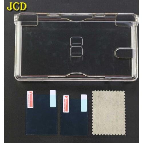 JCD Clear Crystal Hard Housing Shell Case For NDSL Top Bottom Screen Protector Film + Front Back Cover For Nintend DSL NDS Lite