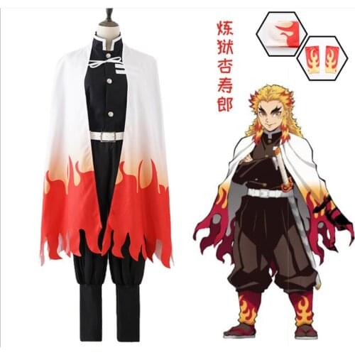 Rengoku Kyoujurou Cosplay Mugen Train Demon Slayer: Kimetsu no Yaiba Anime Costume Men Kids Costume Kimetsu no Yaiba