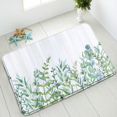 Plant Bath Mats Green Leaves Colored Flowers Bedroom Kitchen Doormats Balcony Corridors Floor Carpets Non-Slip Foot Mat Washable