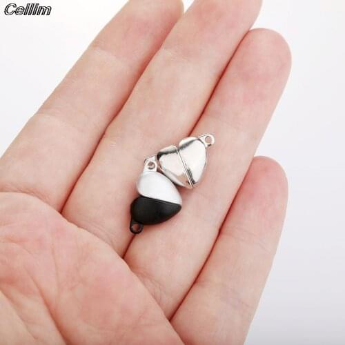 10 Sets Round Heart Shaped Strong Magnetic Clasp Beads Clasp Connectors Charms For Couple Bracelet Making DIY Jewelry Findings