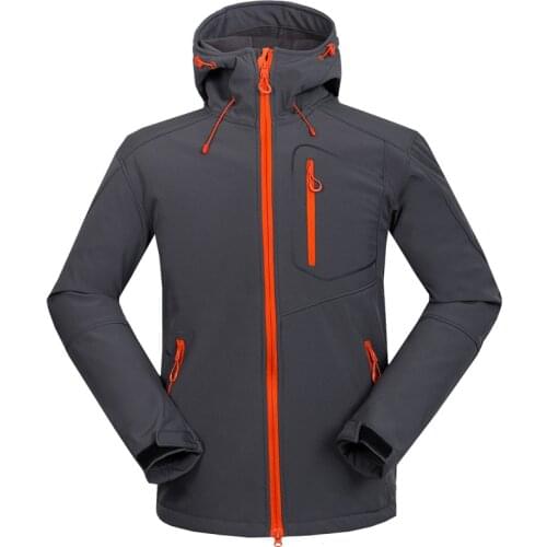 Softshell Jacket Men Hooded Waterproof Thermal Fleece Outdoor Hiking Clothing Cycling Trekking Camping Ski Clothes