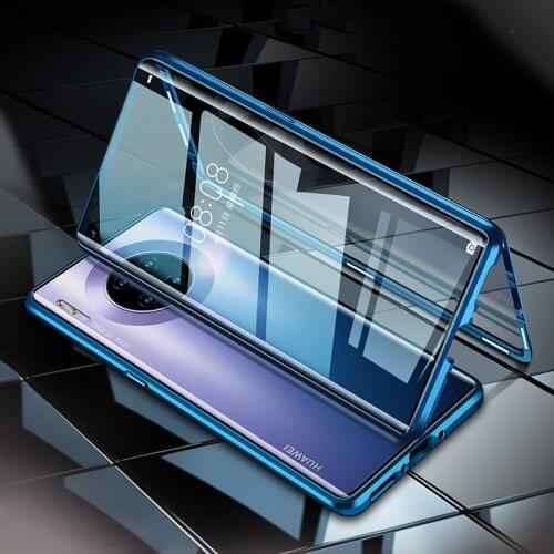 Magnetic Adsorption Glass Case for Huawei P40 Pro P30 Lite Y8P Metal Magnet Protective Cover for Honor 20 8X Mate 30 Pro Cases