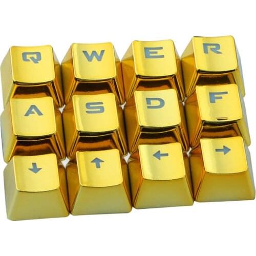 New Arrival 12Pcs/Set PET Electroplating Gaming Keyboard Key Caps Replacement Button Set