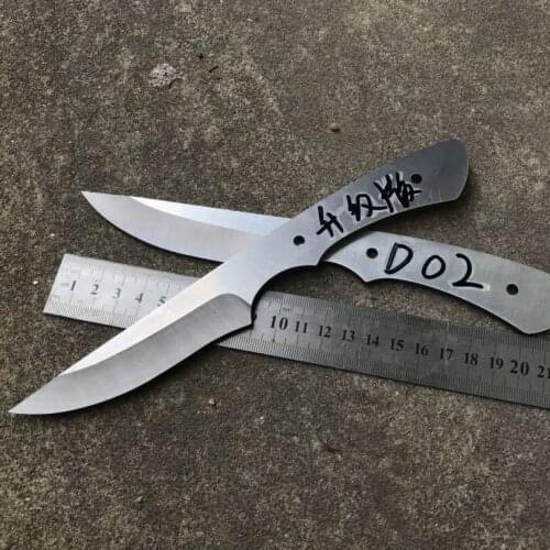 High Carbon Steel Damascus Pattern Hunting Knives DIY Blade Billet Blank Sharp Fixed Blade Camping Survival Knife Parts