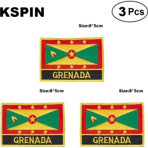 Grenada Rectangular Shape Flag patches embroidered flag patches national flag patches for clothing DIY Decoration