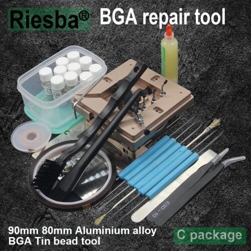 90mm Aluminium alloy BGA Reballing Station BGA Reball Kit Magnetism Lock 10pcs 90mm Universal Bga Stencil 9 pcs BGA solder ball
