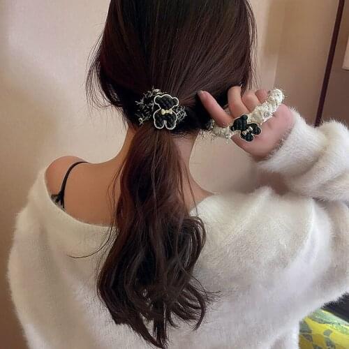Bow Knot Bear Flash Rhinestone Wool Hair Rope Simple Fashion Trendy Hair Circle Girl Heart Net Red Female Hair Accessories