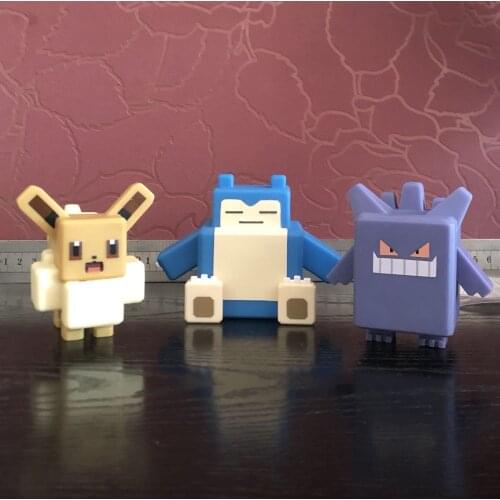 Pokemon Eevee Snorlax Gengar Cute Square Action Figure Ornament Model Toys