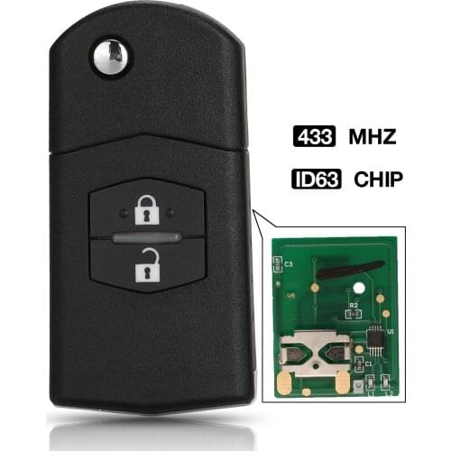 Jingyuqin 2 Button Remote Fob Flip Car Key 315Mhz /433Mhz 4D63 For Mazda 3 M3 Axela 6 M6 Atenza 41797/41528 41521 41840