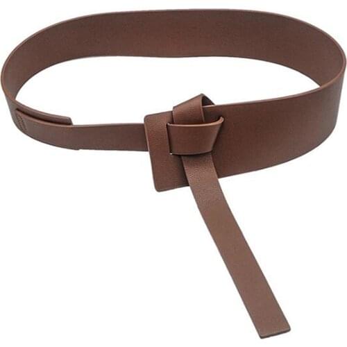 Women Solid Color Belt Female Knotted Decoration Skirt Simple Wild Casual Dress Waistband Long Wide Belts PU Leather Strap Jean