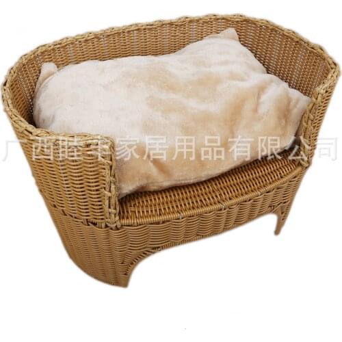 Rattan Weaving Pets Nest Kennel Dog Sofa Bed Manual Pe Imitation Rattan Weaving Cat Litter Cat House Pets Articles