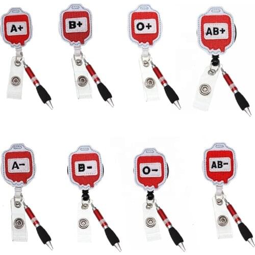 Medical Blood Type Shape Nurse Felt ID Retractable Pen Badge Holder Reel For Doctor Nurse Accessories