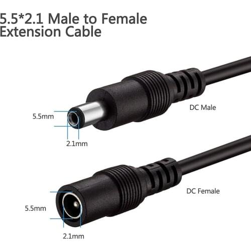 1Pair Male Female DC 2.1mm x 5.5mm Wire Power Pigtails Adapter Barrel Plug Socket Cables for CCTV Camera LED Strip Light