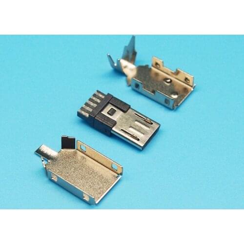 50set DIY 3 in 1 Micro USB Male Plug with shell Connector kit wire bonding