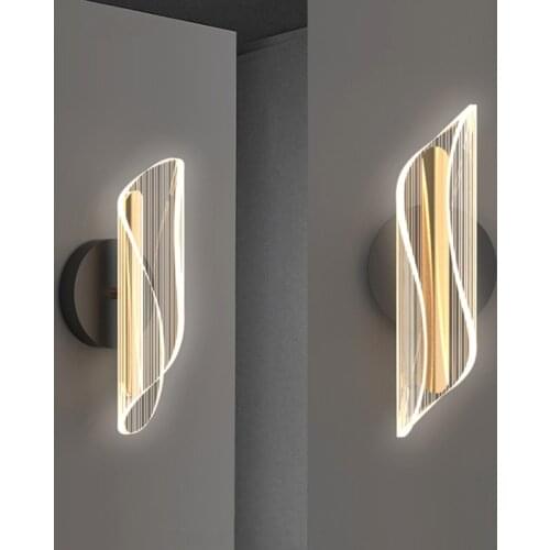 Modern Fashion LED Bedroom Wall Lamp Living Room Bedside Foyer Entrance Hallway Corridor Aisle Nordic Golden Bracket Light