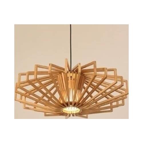 Modern Nordic Creative Designer Ash Wood Diamond Shape Led E27 Pendant Light For Dining Room Bar Living Room 80-265v 2064