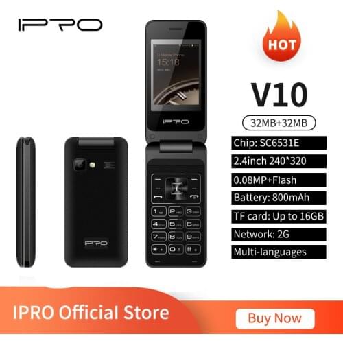 IPRO GSM Celulares V10 Flip Feature Phone 2.4Inch Dual SIM Card MP3 Player 0.08MF Camera TF 16GB Clamshell Telefon Mobile Phones