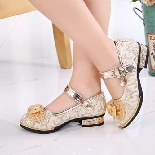 ChildrenS Princess Heel Kids Dance Shoe For Little Girl Dress Party School Fashion Bow Leather Shoes 3 5 6 7 8 9 10 11 12 Year