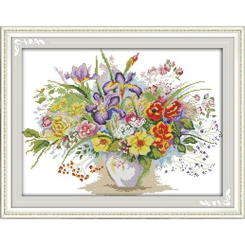 Everlasting Love Blooming Flowers Chinese Cross Stitch Kits Ecological Cotton Clear Stamped Printed 14 DIY Christmas Decoration