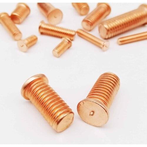 2/50pc M3 M4 M5 M6 M8 M10 Carbon Steel Copper Plated Stud Weld Spot Welding Screw Solder Point Nail Bolt for Capacitor Discharge