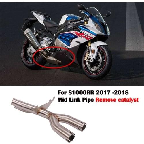 Motorcycle Exhaust Pipe Remove Catalyst For BMW S1000RR 2017 2018 Stainless Steel Mid Connetting Pipe Slip On Original Muffler