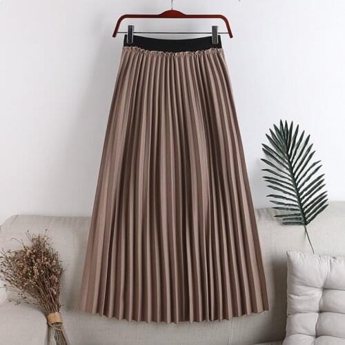 Autumn And Winter The new high waist is thin line elastic waist wood ear waist 2020 Fashion Korean Ladies High Waist Skirt