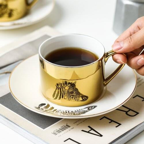 Nordic Reflection Animal Mirror Ceramic Cup And Saucer Creative Simple Afternoon Tea Home Coffee Mug
