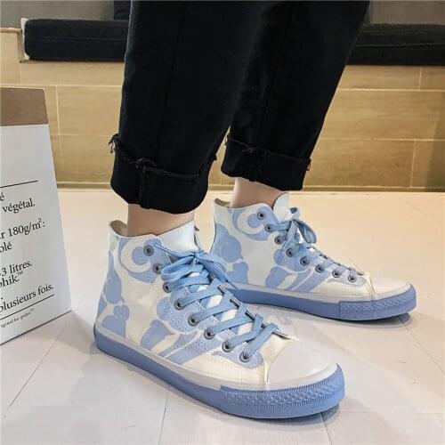 Women Casual Shoes Lace-Up Vulcanized Shoes Canvas Flats Shoes Funny Print Plus Size 35-44 Girls Shoes