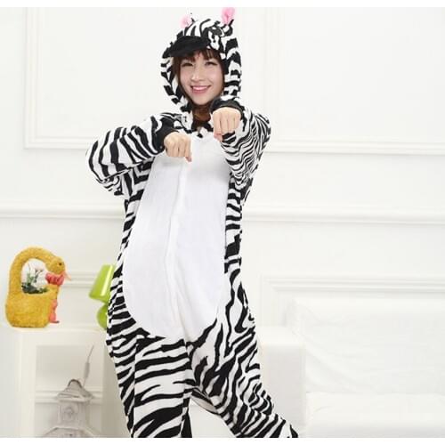 Women Animal Costumes Halloween Cosplay Cartoon Animal Sleepwear Kids Girls Boys Kigurumi Zebra Onesies
