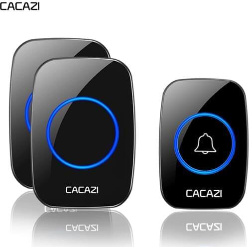 CACAZI Wireless Doorbell Waterproof Smart 300M Remote LED Light Button Home Call ring Bell 60 Melodies 5 Volume US EU UK Plug