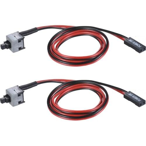 2pcs Computer Connectors Cables 2 Pack 2-Pin SW PC Case Internal Power Cable ON/OFF Push Button ATX Desktop Computer Switch Wire
