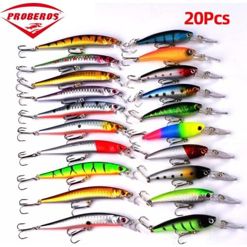 20Pcs 2 kinds Almighty Mixed Fishing Lure Kits Wobbler Crankbait Swimbait Minnow Hard Baits Spiners Carp Bait Set Fishing Tackle
