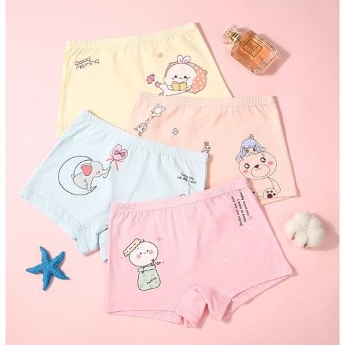 4 Pieces/lot Girls Panties Kids Underwear For Girls Children Cute Cartoon Prints Fashion Underpants Boxers Briefs Cotton 2-11Yrs