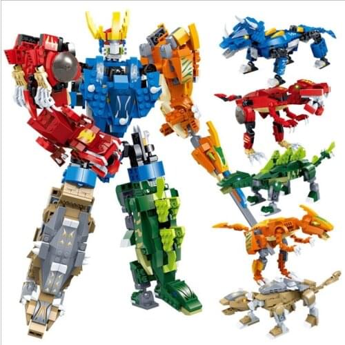 5 IN 1 Arthur Warlord GUDI Building Blocks 1 change 2 Dinosaur Warrior Conversion Transpost Eucational Building Toys for kids