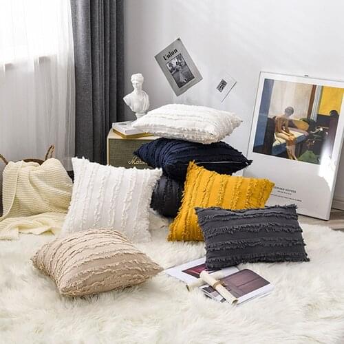 Free Shipping 40/45/50/60CM Cotton Imitated Linen Yarn Dyed Jacquard Cut Flower Fabric Pillow Case Cushion Cover HT-CLVJC-A