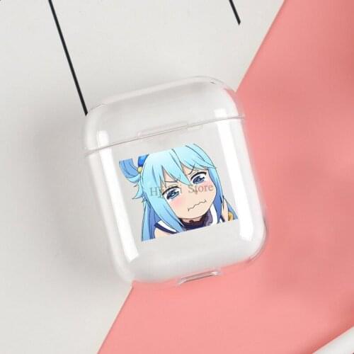 Konosuba Aqua Cases For Apple AirPods 1 2 Case Clear Wireless Bluetooth Earphone Case Protective Shell