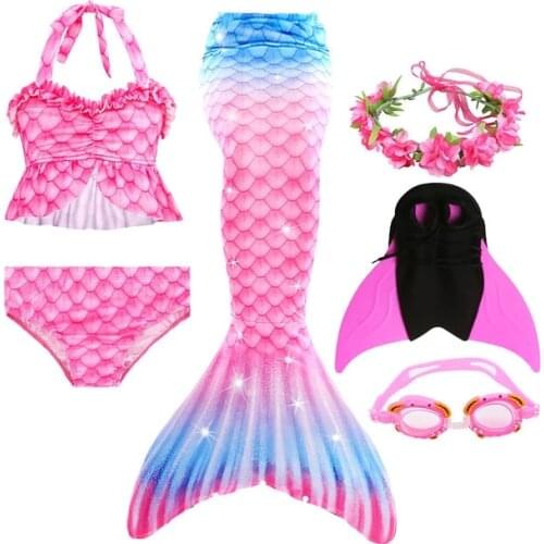 Childrens Mermaid Tail For Swimming Girls Swimsuit The Little Mermaid Bikini Bathing Suit Party Kids monofin Cosplay Costumes