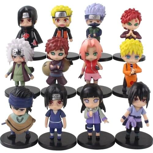 12pcs/Set Naruto Shippuden Anime Kakashi Sasuke Itachi Sakura Jiraiya Gaara Hyuga Hinata Action Figure Model Toys Gift Brinquedo