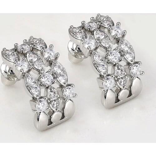 Huitan 2021 Trendy 3 Rows Stud Earrings Women Shiny Stylish Accessories Wedding Party Daily Wear Versatile Lady Jewelry Hot Sale