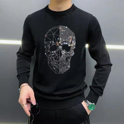 Fashion Oversized Brand Sweater Pullover Personalized Sweatshirt Mens Windproof And Warm Hot Drilling