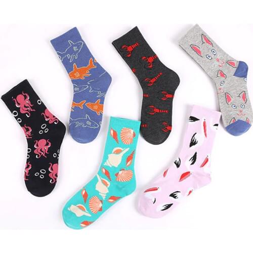 FRALOSHA 2019 New Womens Casual Personality Design Cotton Socks Hip Hop Streetwear Happy Socks Mens Gifts High Quality