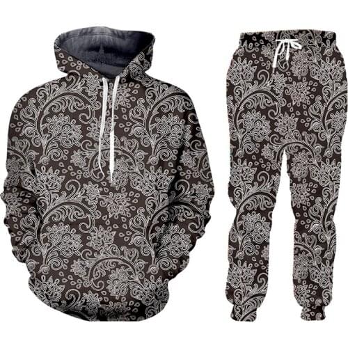 LCFA New Fashion 3D Jackets Men Tracksuit Sets Mens Set Luxury Flower Men Casual Zipper Set Autumn Tracksuit Set Male Sweatshirt