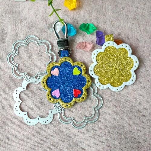 New Stitched Round lace Key Fob Metal Cutting Dies Decorative Scrapbooking Steel Craft Die Cut Embossing Paper Cards Stencils