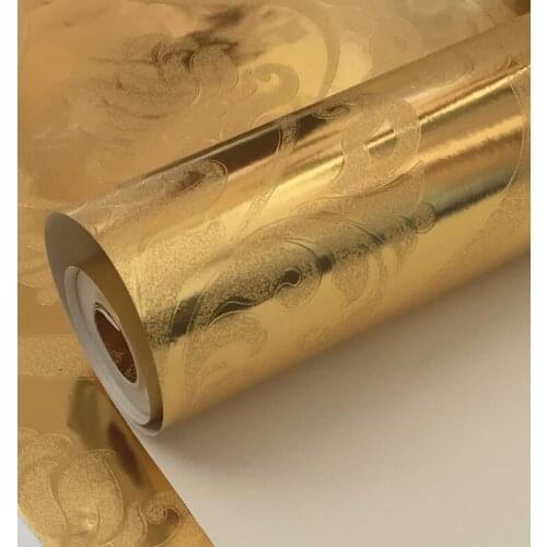 Euroepean Floral Gold Foil Wallpapers Home Decor Vinyl Waterproof Wall Paper for KTV Room Ceiling Roof Background Walls Mural